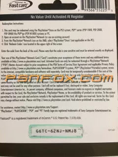Unused PSN Code